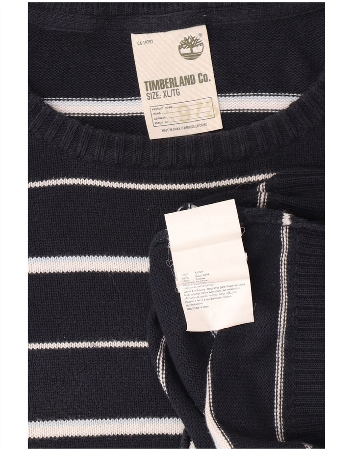 TIMBERLAND Herre sweater med rund hals XL marineblå stribet bomuld