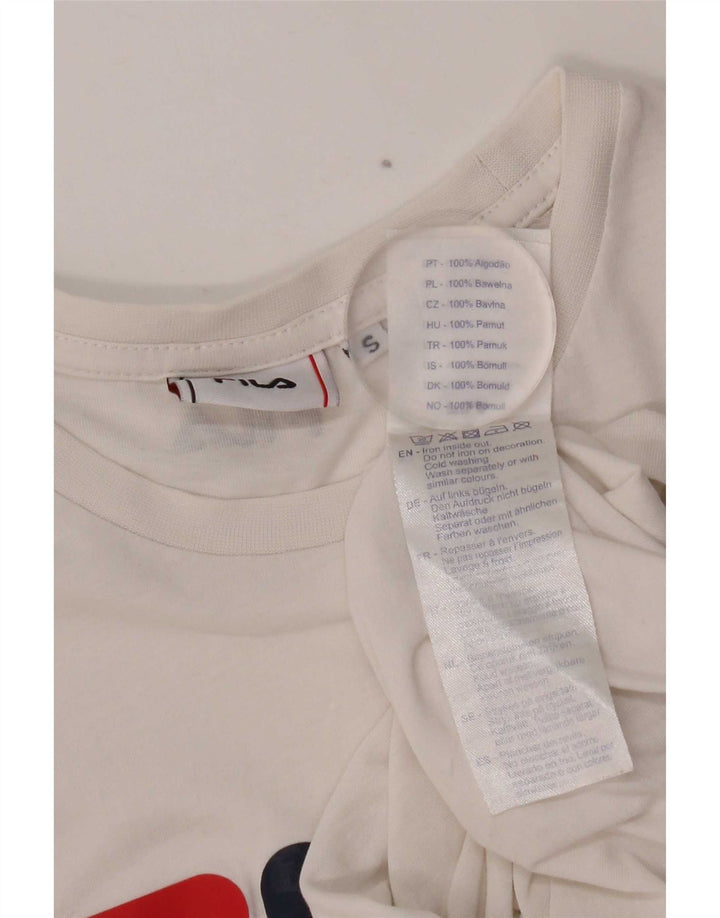 Fila Herre Grafisk T-Shirt Top Lille Hvid Bomuld