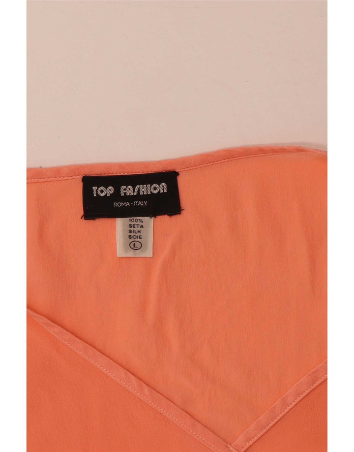 Vintage Damevest Top UK 14 Stor Orange Silke