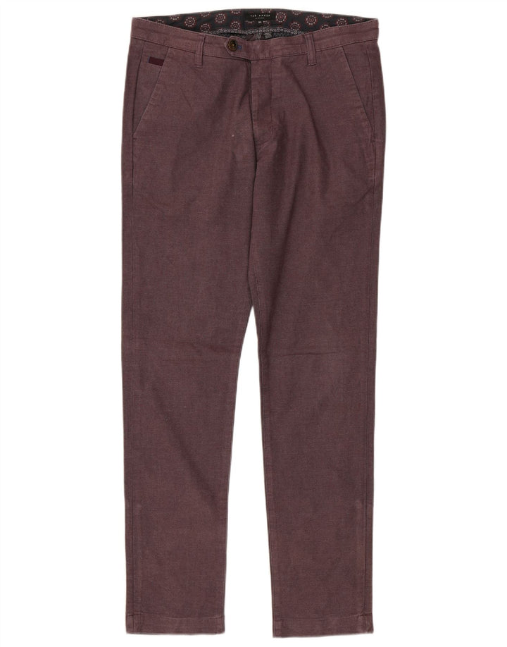 Ted Baker Herre Slim Suit Bukser W32 L32 Maroon Cotton