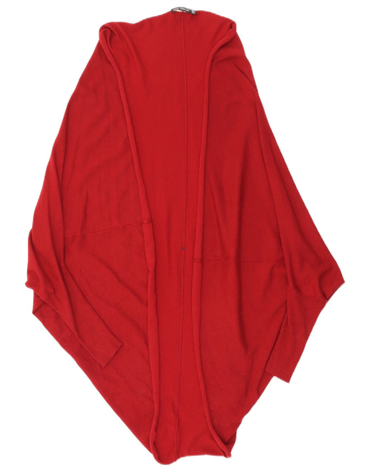 ZARA Dame Longline Open Cardigan Sweater UK 14 Medium Maroon