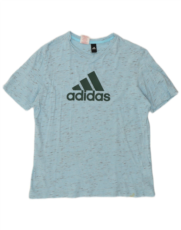Adidas Boys Grafisk T-Shirt Top 13-14 år Blå Flecked Bomuld