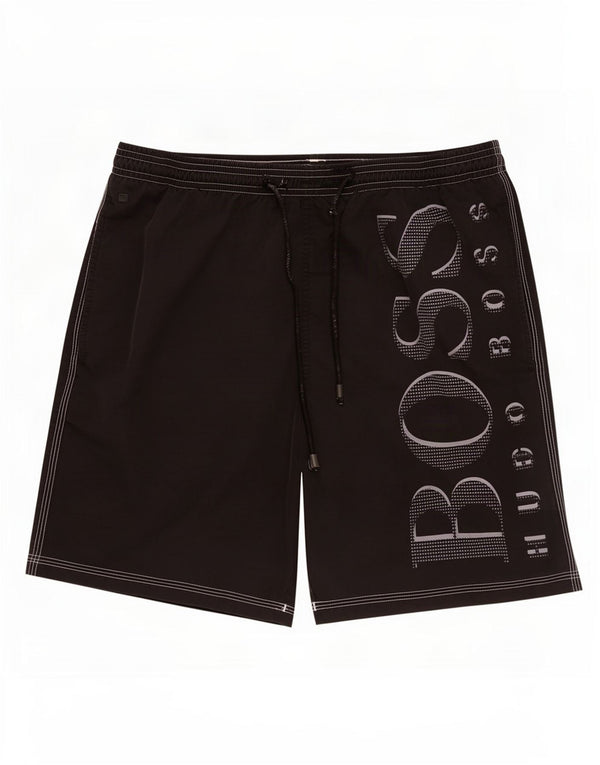 Hugo Boss Herre grafiske svømmeshorts Medium Sort Polyamid