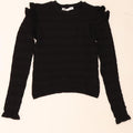 ZARA Womens Ruffle Crew Neck Jumper Sweater UK 10 Small Black Vintage Zara and Second-Hand Zara from Messina Hembry 