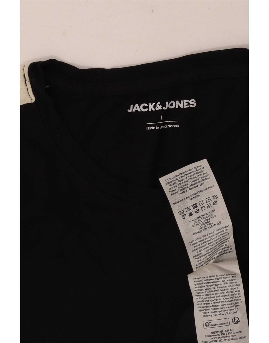 Jack & Jones Herre T-Shirt Top Stor Sort Colourblock Bomuld