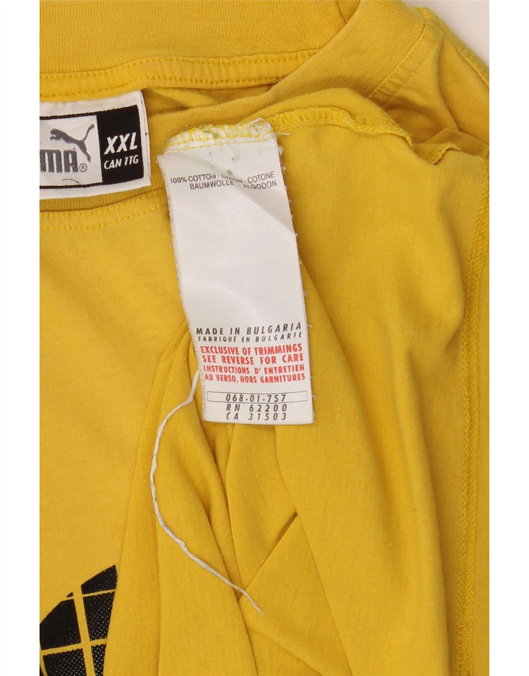 Puma Herre Grafisk T-Shirt Top 2XL Gul Bomuld