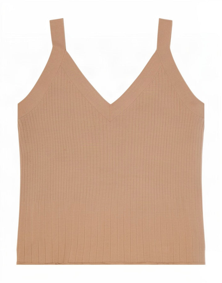 Massimo Dutti Dame Crop Cami Top UK 14 Large Beige
