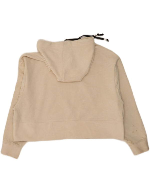 Zara Womens Oversized Crop Velour Hoodie Jumper UK 14 Medium Beige