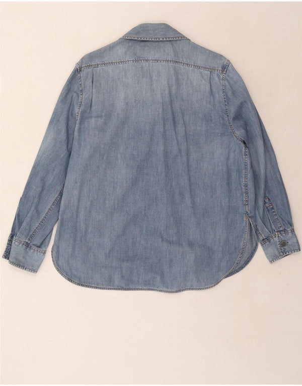 Replay Dame Oversized Denim Shirt UK 6 XS Blue Cotton