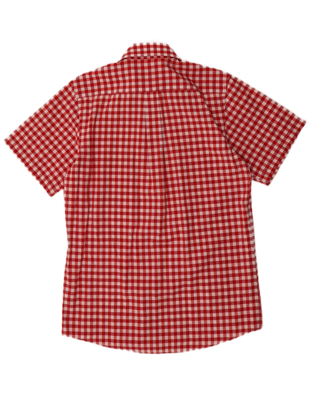 Almsach Kortærmet Herreskjorte Størrelse 37/38 Lille Rød Gingham Polyester