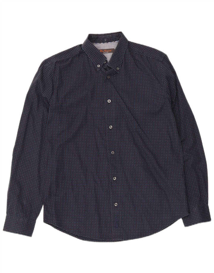 Ben Sherman Herreskjorte Medium Navyblå plettet bomuld