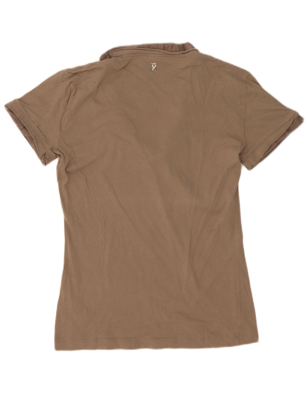 Dondup Dame T-Shirt Top UK 12 Medium Khaki Bomuld