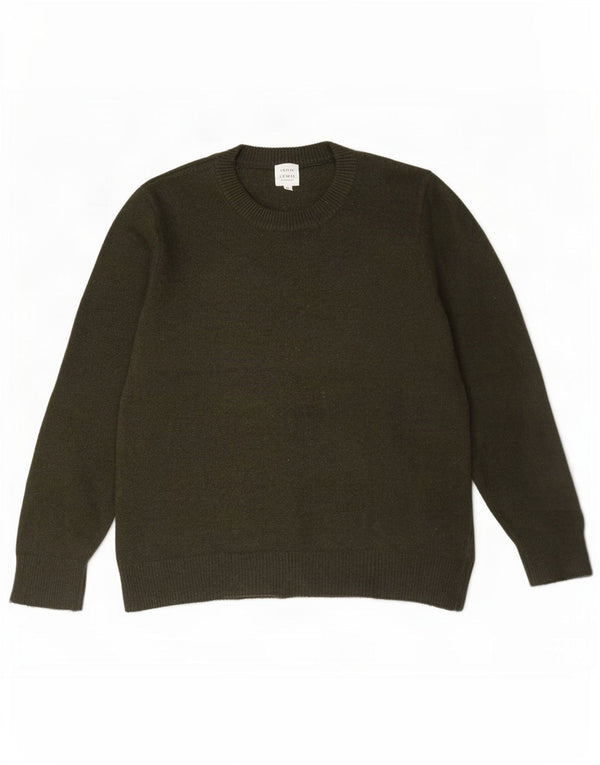 John Lewis Dame sweater med rund hals DK 18 XL Khaki Merino Wool