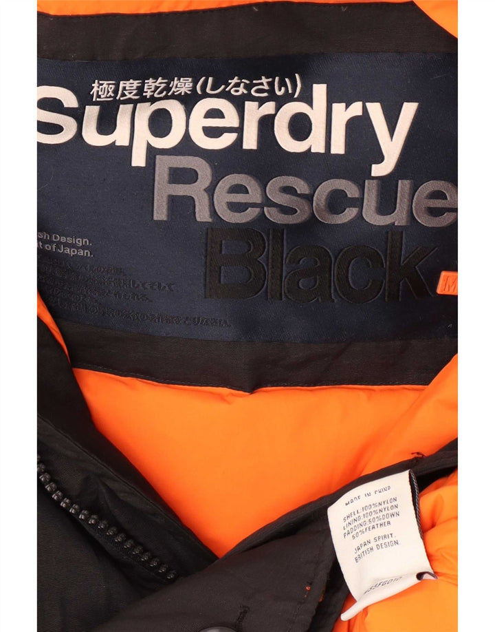 Superdry Mens Hooded Padded Jacket UK 38 Medium Black Nylon