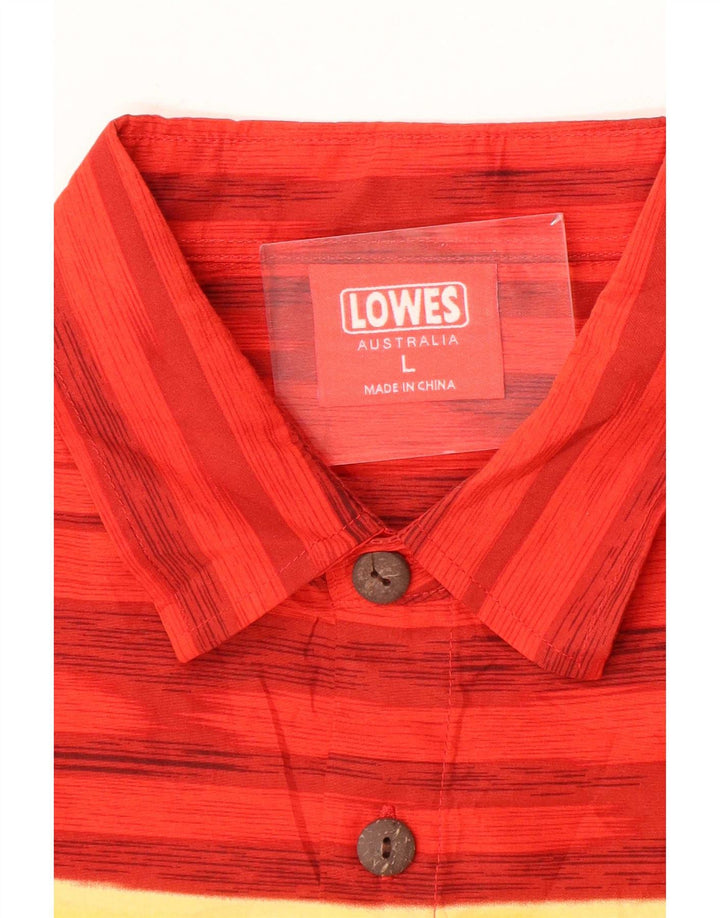 Lowes Kortærmet Herreskjorte Stor Rød Blomster Polyester Hawaiiansk