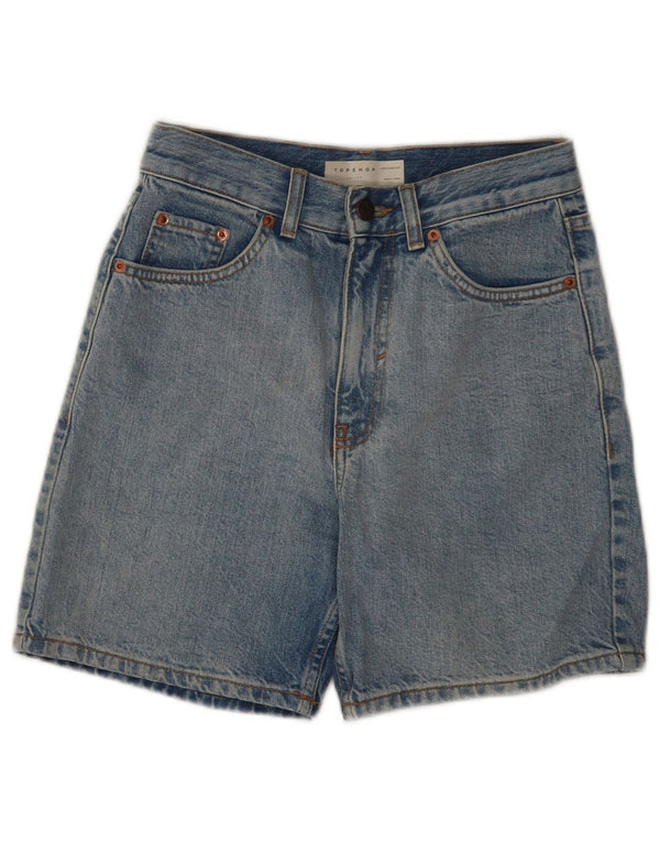 Topshop Dame Editor High Waist Denim Shorts UK 8 Small W26 Blue Cotton