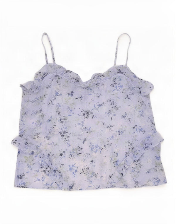 Marks & Spencer Dame Flæse Front Cami Top UK 10 Small Blue Floral