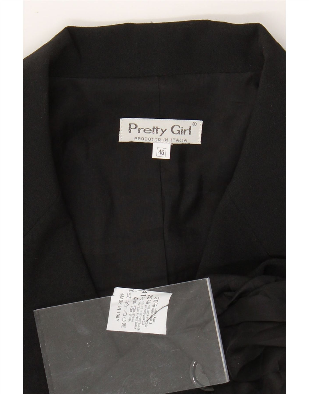 VINTAGE Dame Longline 3-knaps blazerjakke IT 46 Stor sort polyester