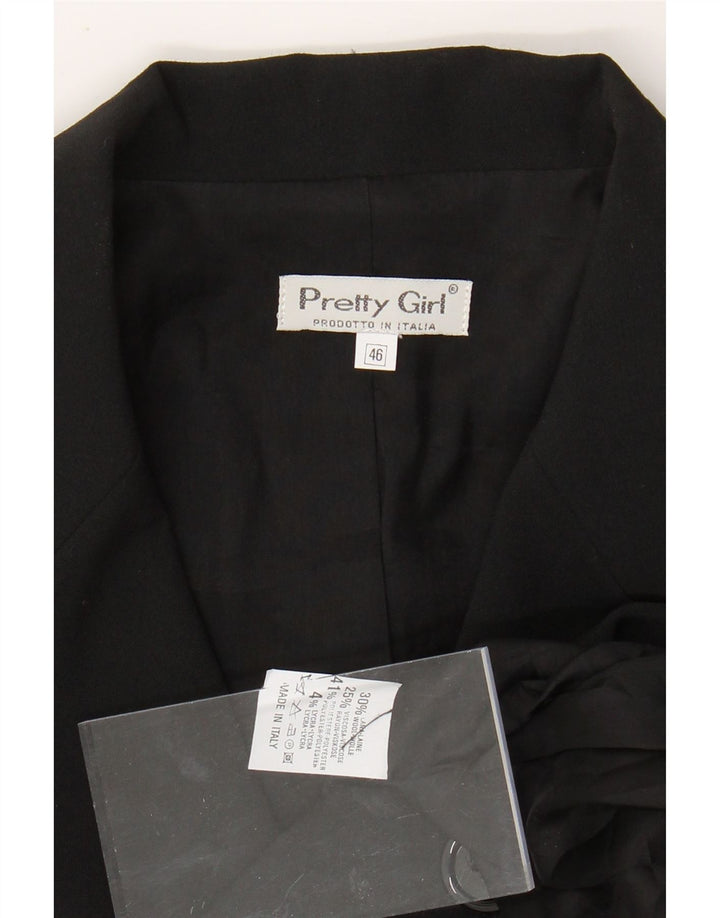 VINTAGE Dame Longline 3-knaps blazerjakke IT 46 Stor sort polyester