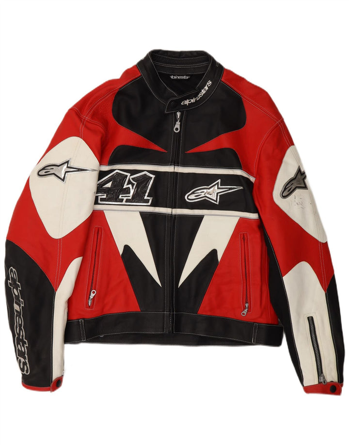Alpinestars Herre Graphic Racing Jacket UK 38 Medium Red Colourblock Biker