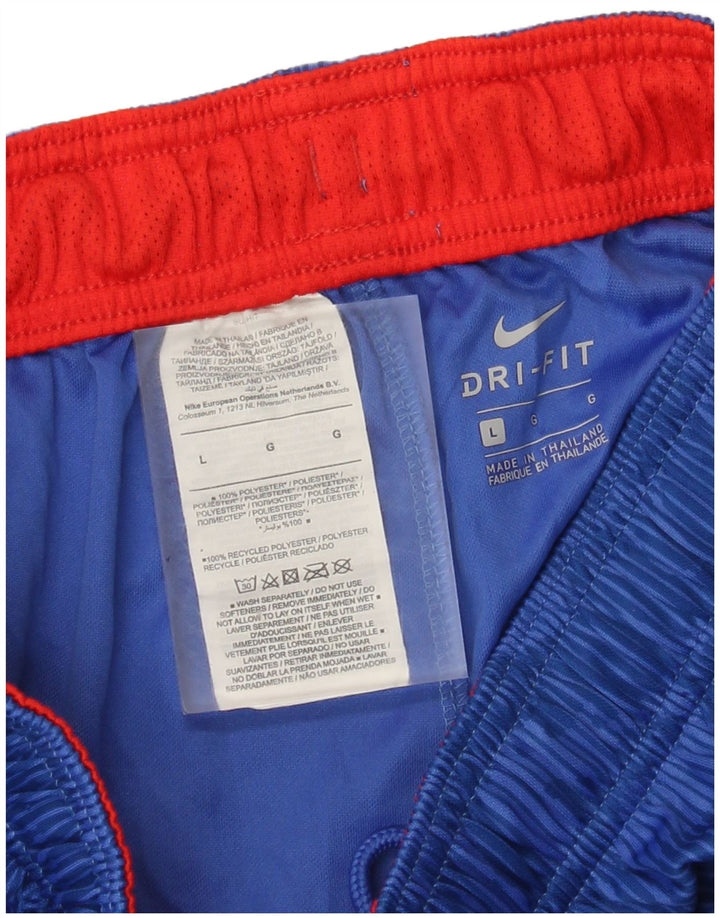 Nike Herre Dri Fit sportsshorts med abstrakt mønster, stor blå farveblok