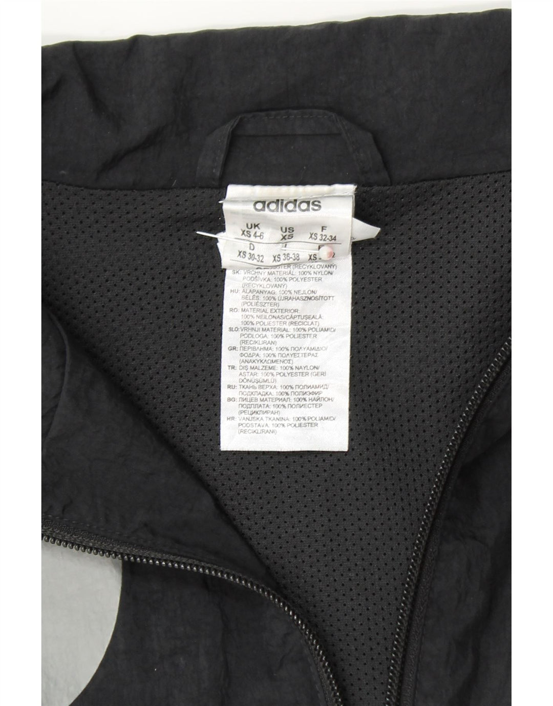 ADIDAS Womens Oversized Tracksuit Top Jacket UK 4/6 XS Black Colourblock Vintage Adidas and Second-Hand Adidas from Messina Hembry 
