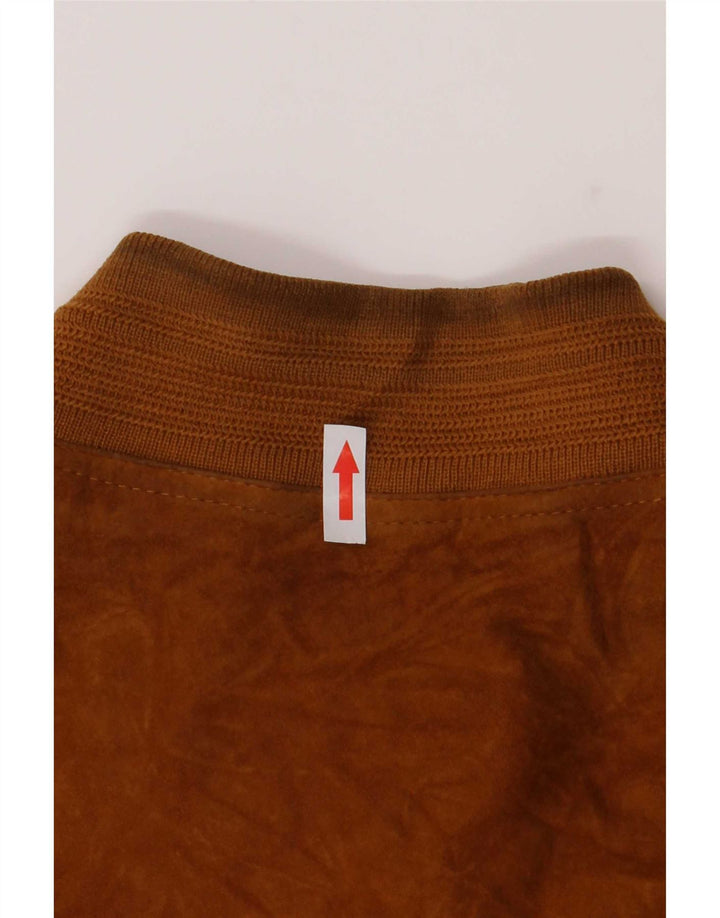 Vintage herre ruskind bomberjakke IT 48 Medium Beige Læder