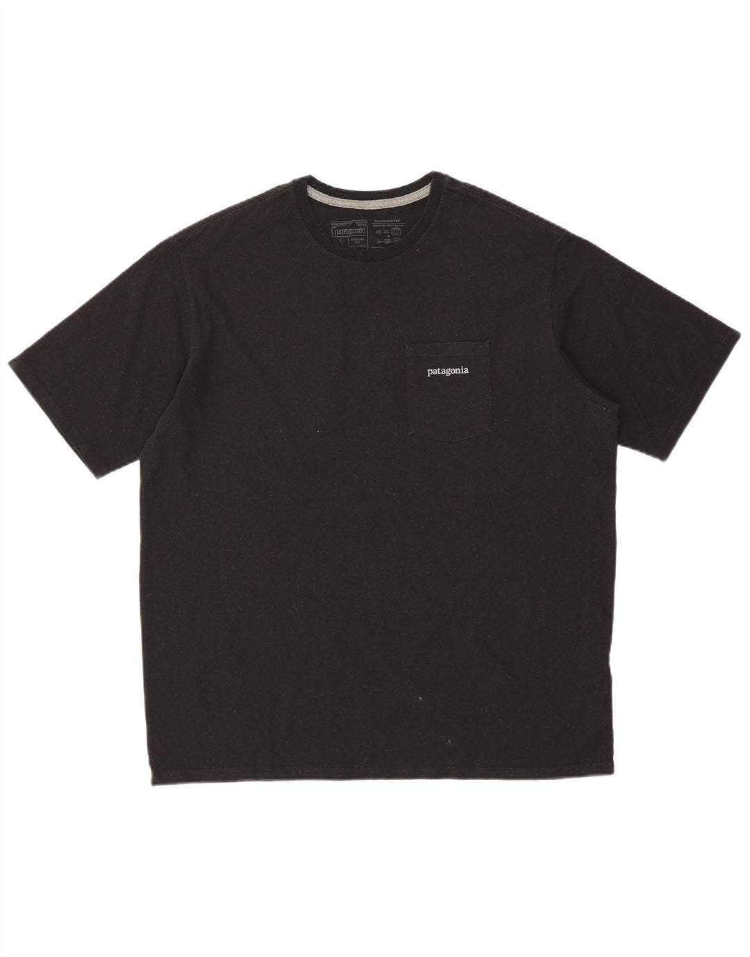 PATAGONIA Herre Regular Fit grafisk T-shirt Top Stor sort bomuld