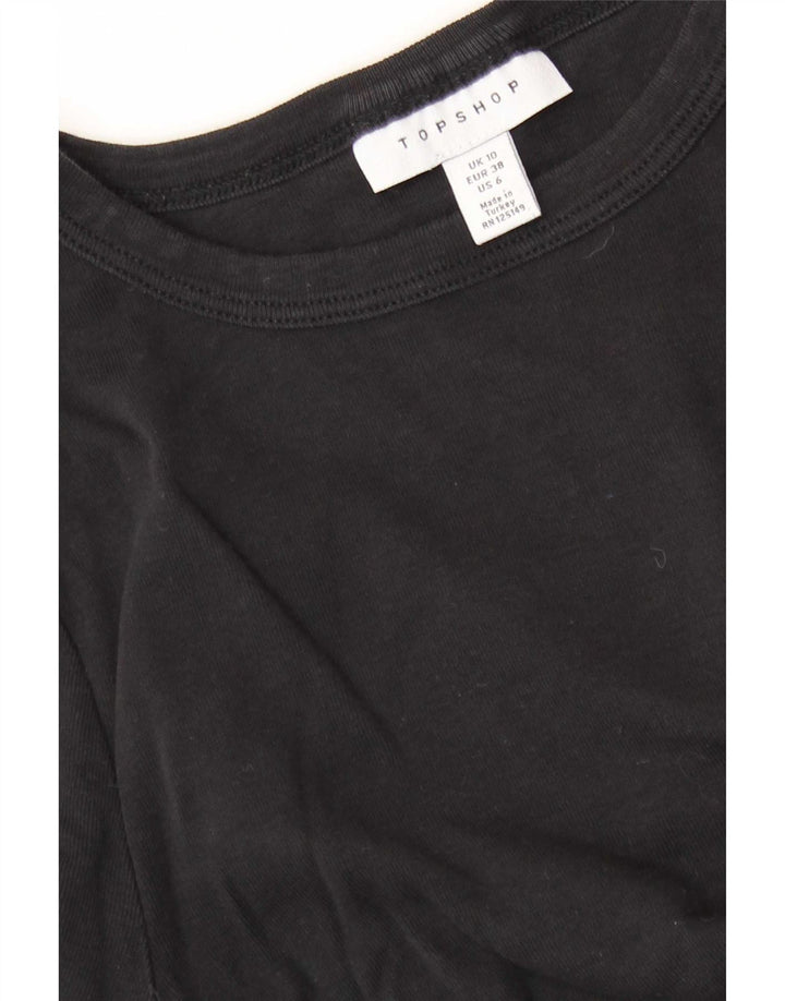 Topshop Dame Crop Top Langærmet UK 10 Lille Sort