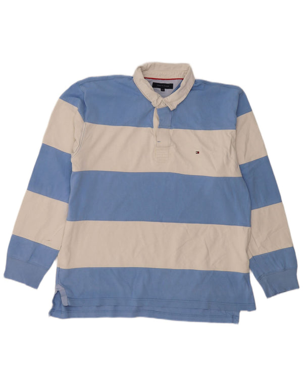 Tommy Hilfiger Langærmet Rugby Polo Shirt til mænd 2XL Blå Stribet Bomuld