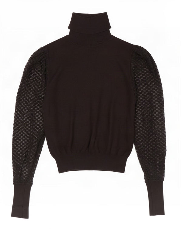 Zara Womens Crop Roll Neck Jumper Sweater UK 8 Small Black Bomuld