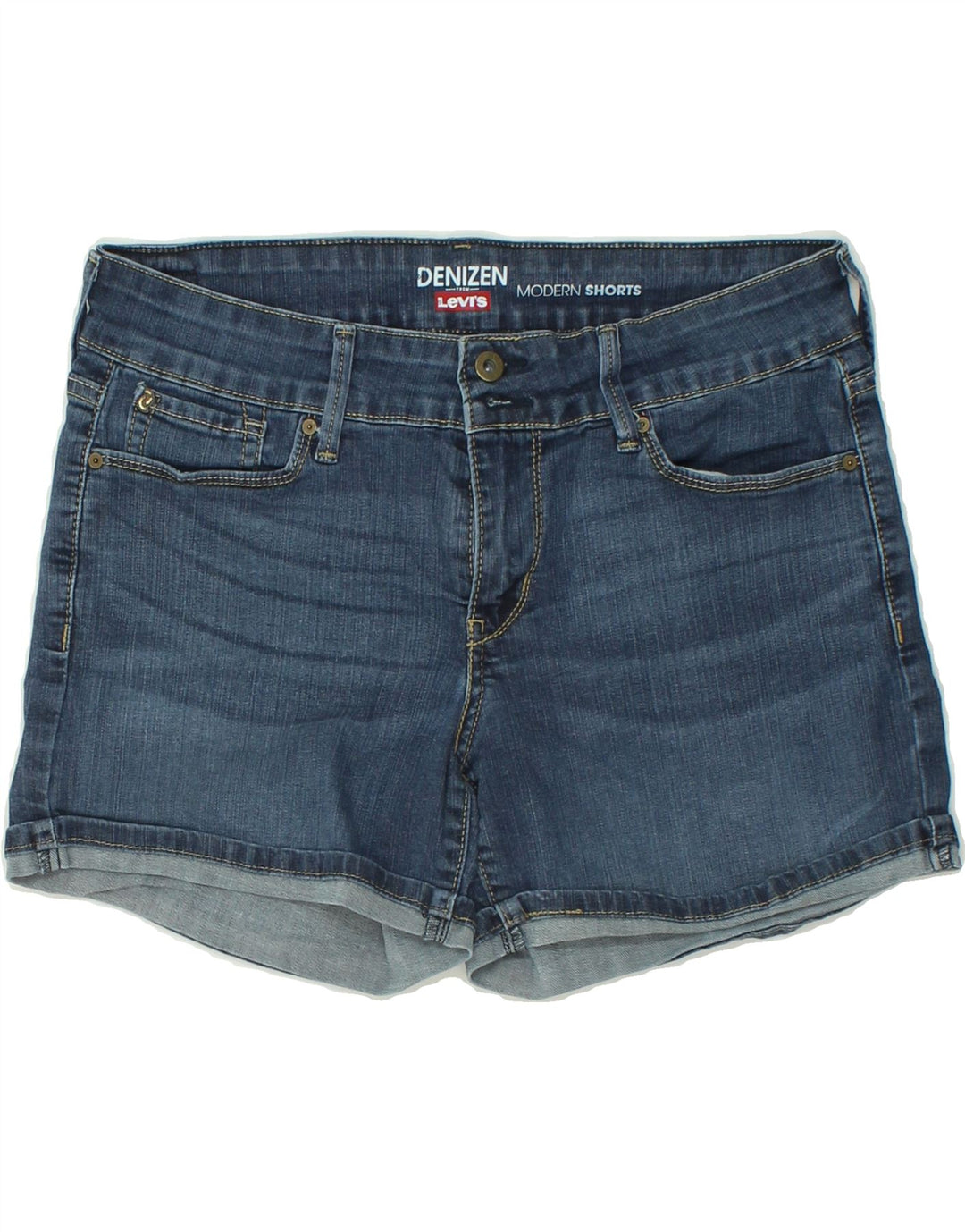 LEVI'S Womens Denizen Modern Denim Shorts US 6 Medium W30 Navy Blue Cotton Vintage Levi's and Second-Hand Levi's from Messina Hembry 