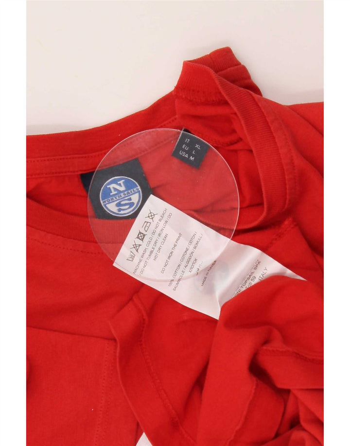North Sails Herre Grafisk T-Shirt Top Medium Rød Bomuld