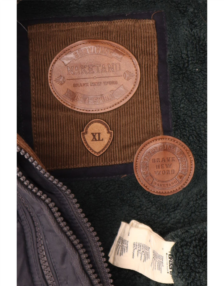 NAKETANO Dame hætte polstret Gilet UK 18 XL marineblå polyester