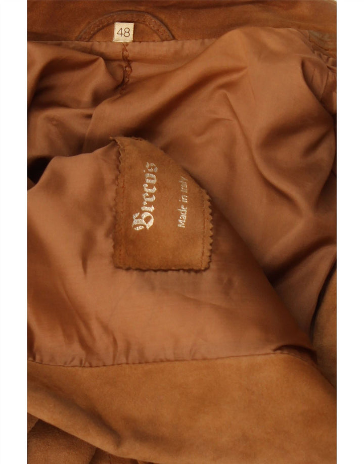Vintage dame 3-knaps ruskindsblazerjakke IT 48 XL beige læder