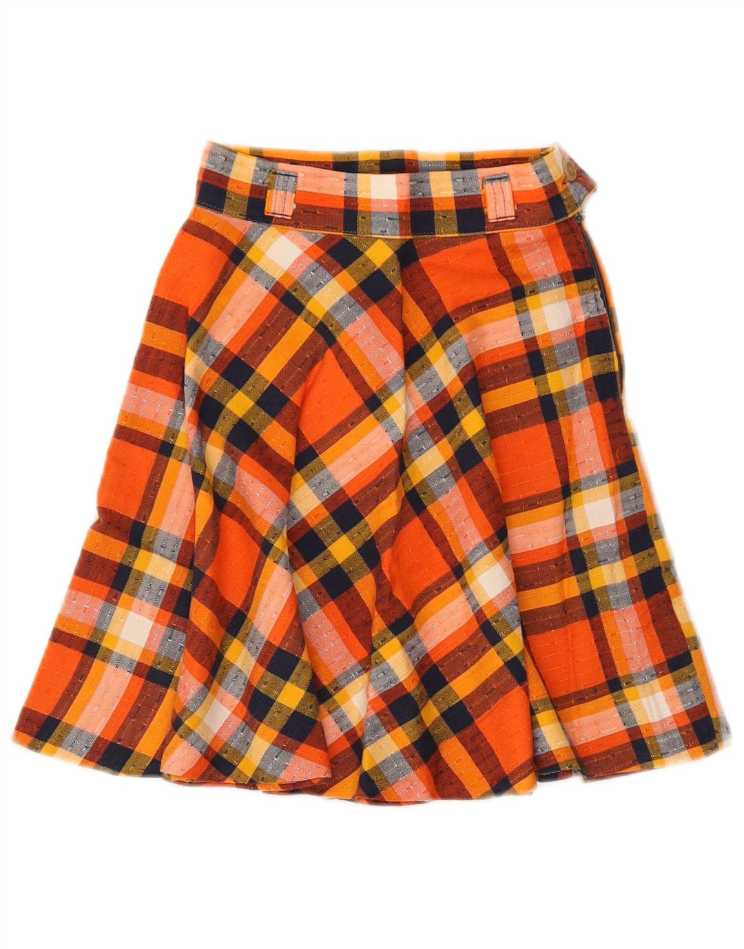 Vintage A-line nederdel til kvinder W22 2XS Orange Plaid