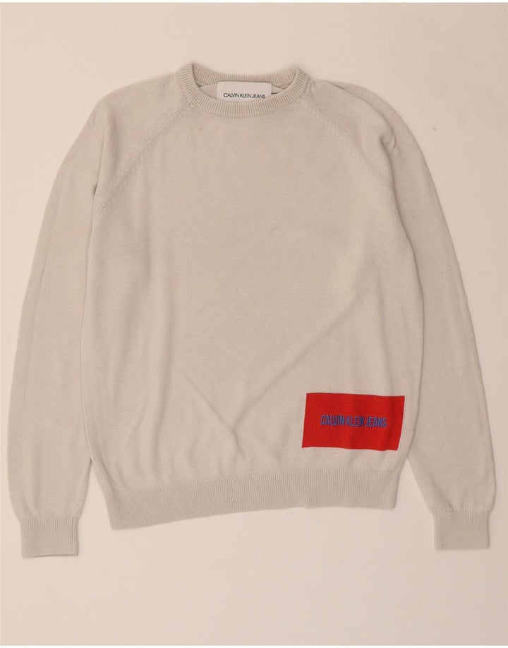 CALVIN KLEIN Mens Crew Neck Jumper Sweater Small Grey Wool Vintage Calvin Klein and Second-Hand Calvin Klein from Messina Hembry 