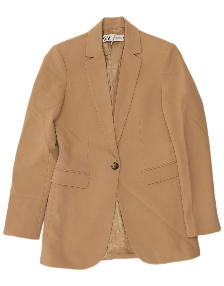 Zara Dame 1-knaps blazerjakke UK 6 XS Beige Polyester