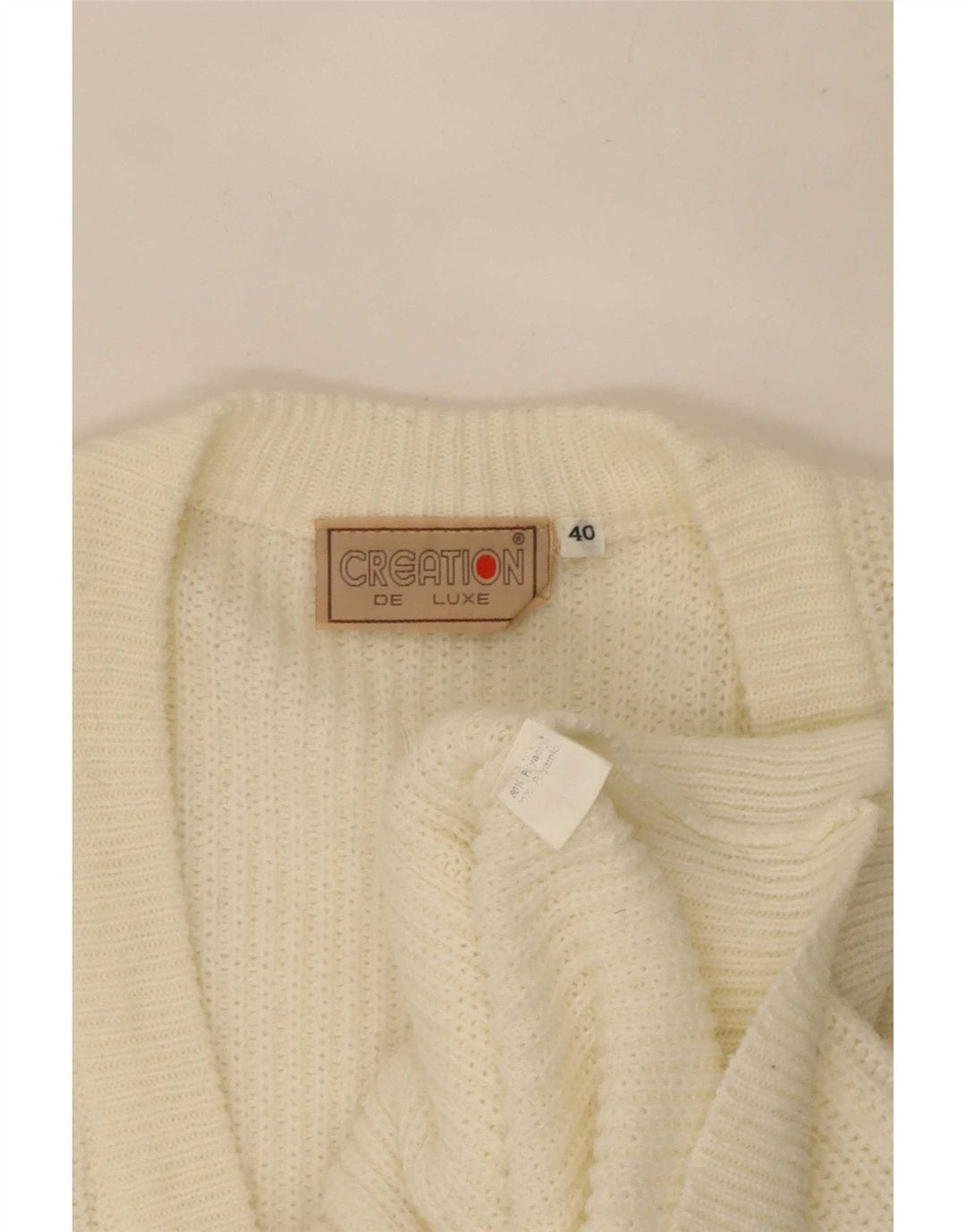 Vintage dame cardigan sweater EU 40 Medium White Polyacrylic