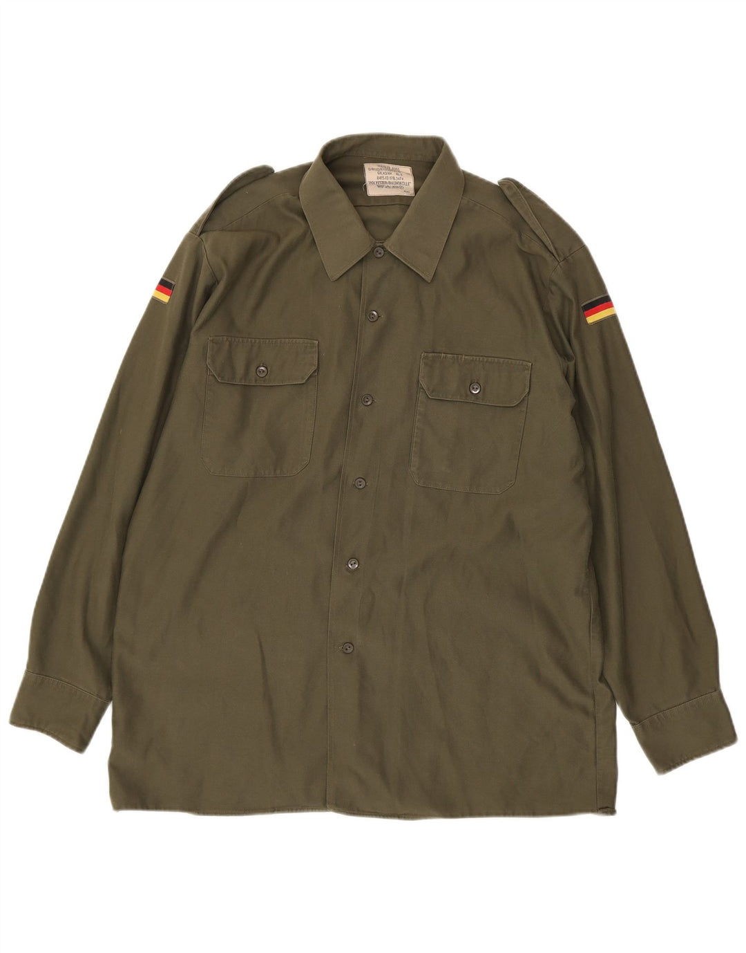 Vintage Militærskjorte til mænd Stor Khaki Polyester