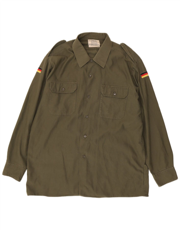 Vintage Militærskjorte til mænd Stor Khaki Polyester