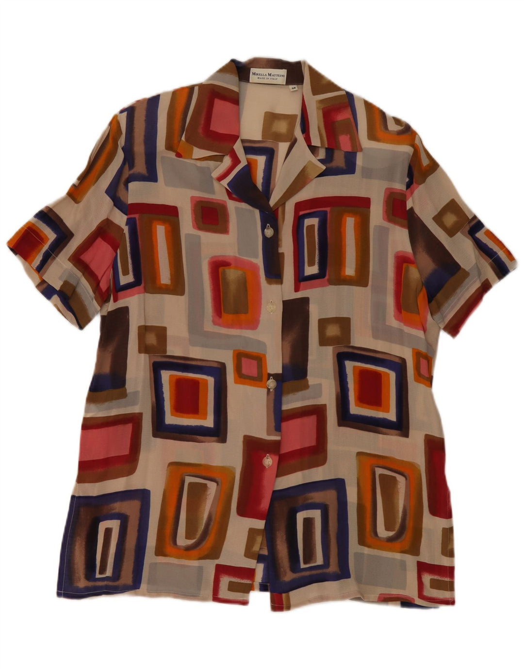 Mirella Matteini Dame Skjorte Bluse IT 46 Stor Flerfarvet Geometrisk