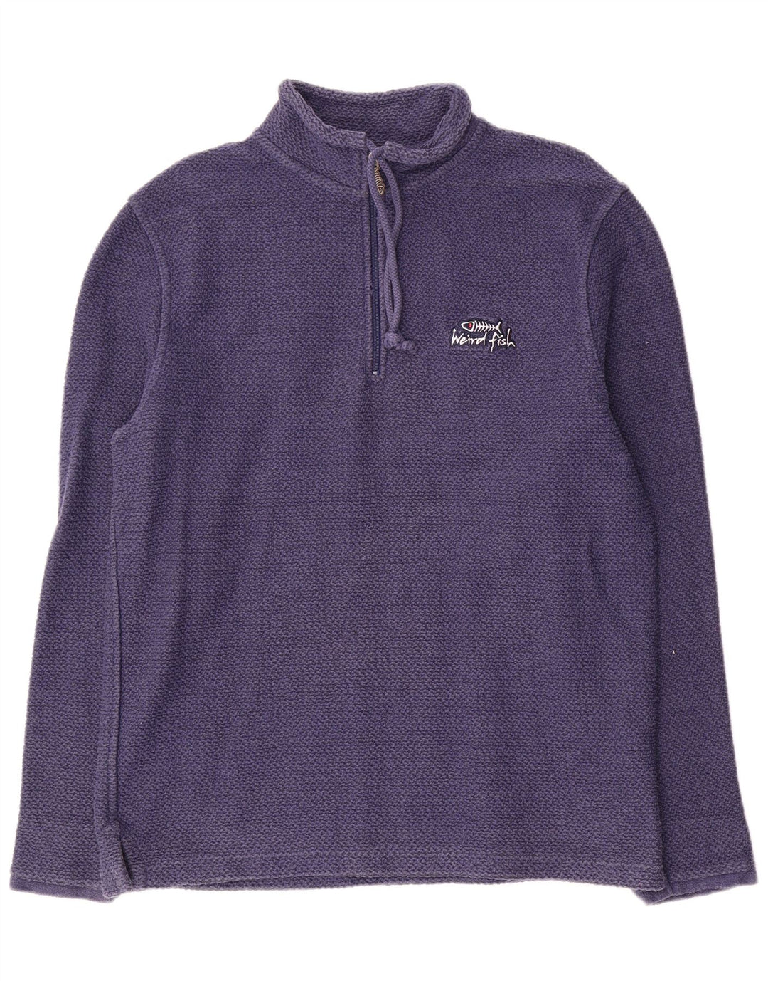 Weird Fish Herre Zip Neck Sweatshirt Jumper Large Navy Blue Bomuld