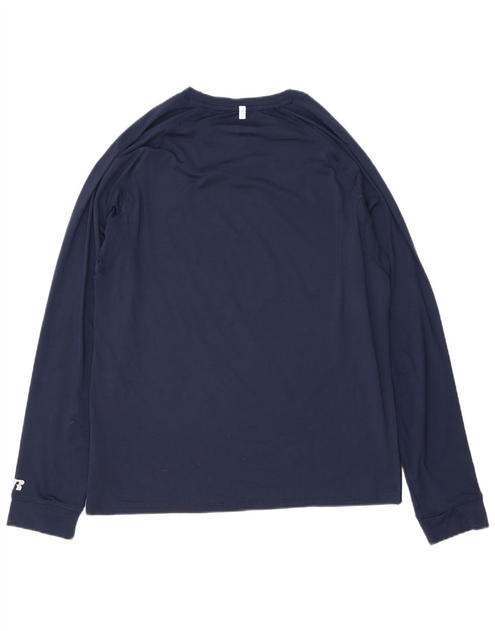 RUSSELL ATHLETIC Herre top langærmet UK 38/40 medium marineblå polyester