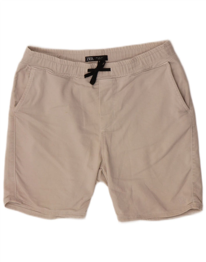 Zara Herre Regular Fit Sportshorts Stor Beige Bomuld