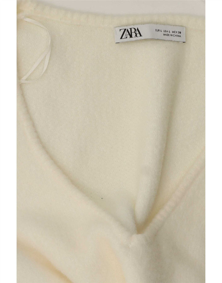 Zara Dame V-hals sweater UK 16 Large White