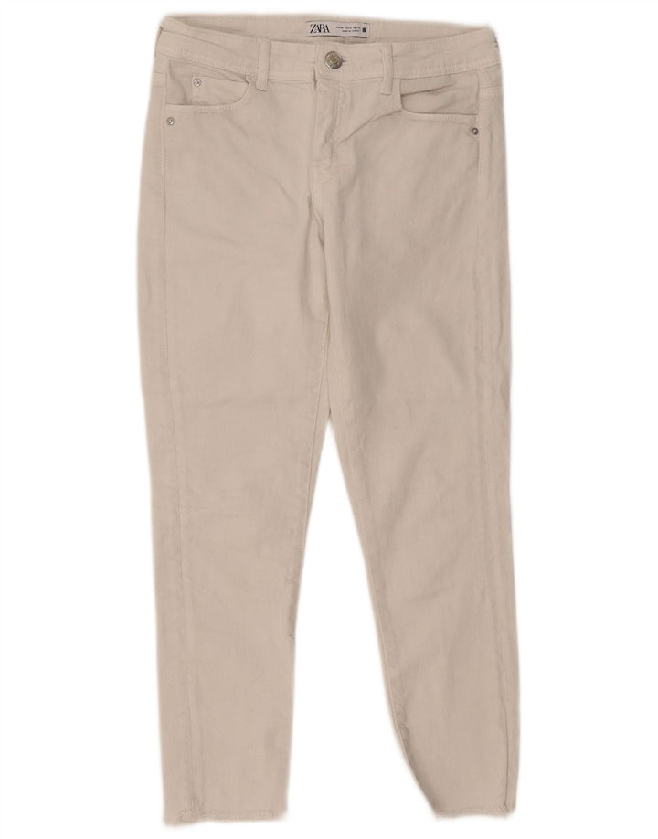 ZARA Dame Cropped Jeans EU 36 XS W26 L24 Hvid