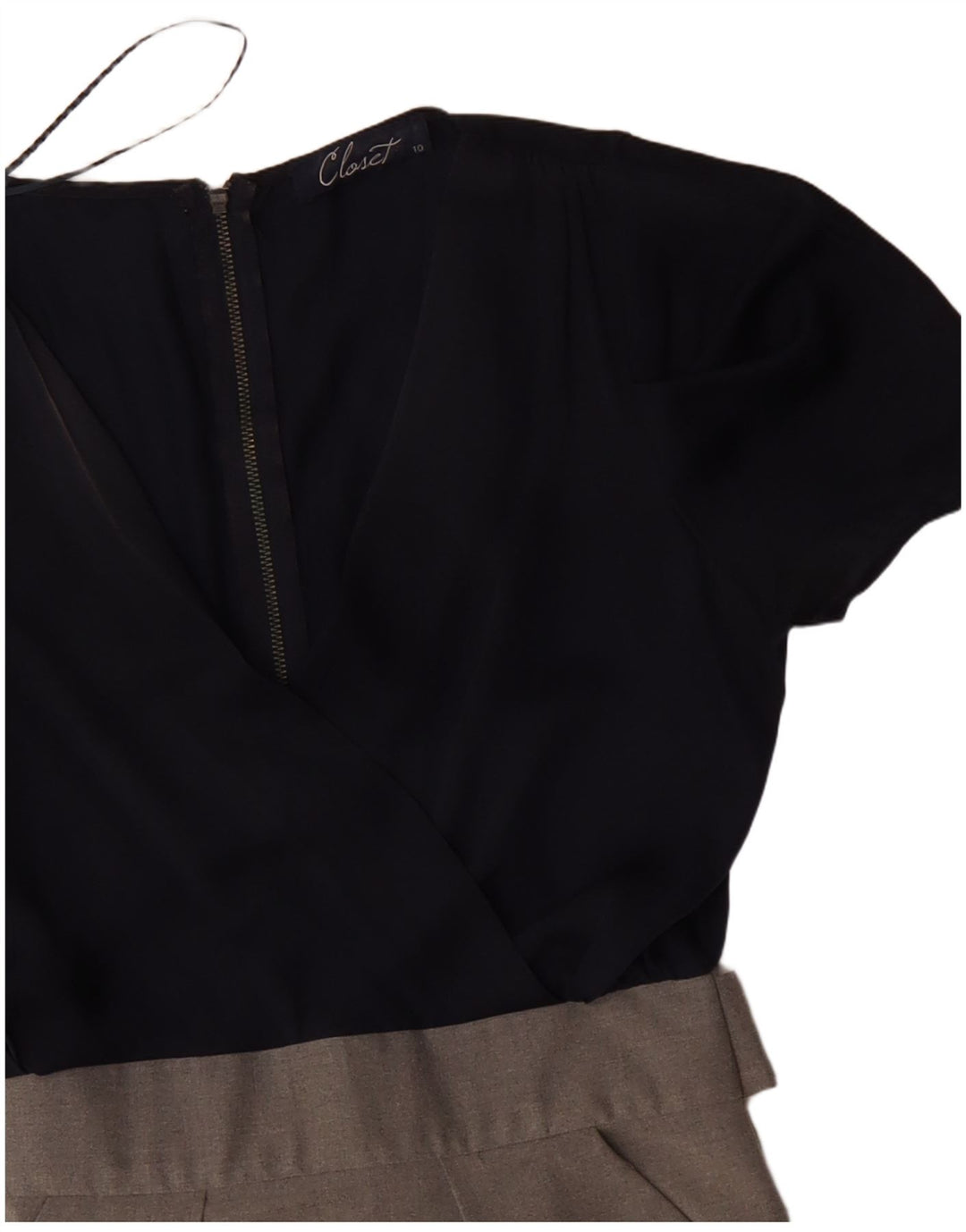 CLOSET Dame slå-om-kjole UK 10 Small Navy Blue Colourblock Polyester