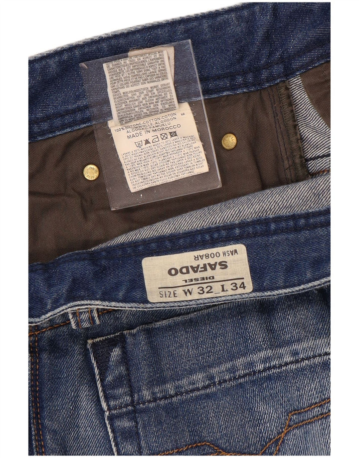 DIESEL Dame Safado Distressed Straight Jeans W32 L34 Blå Bomuld