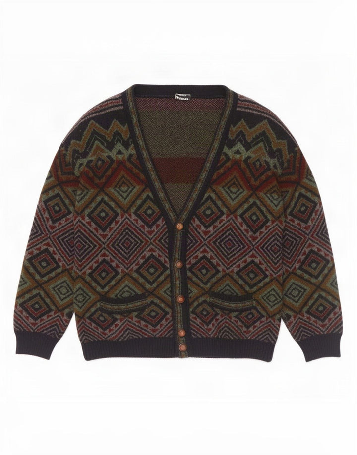 Pimet Herre Cardigan Sweater XL Flerfarvet geometrisk uld